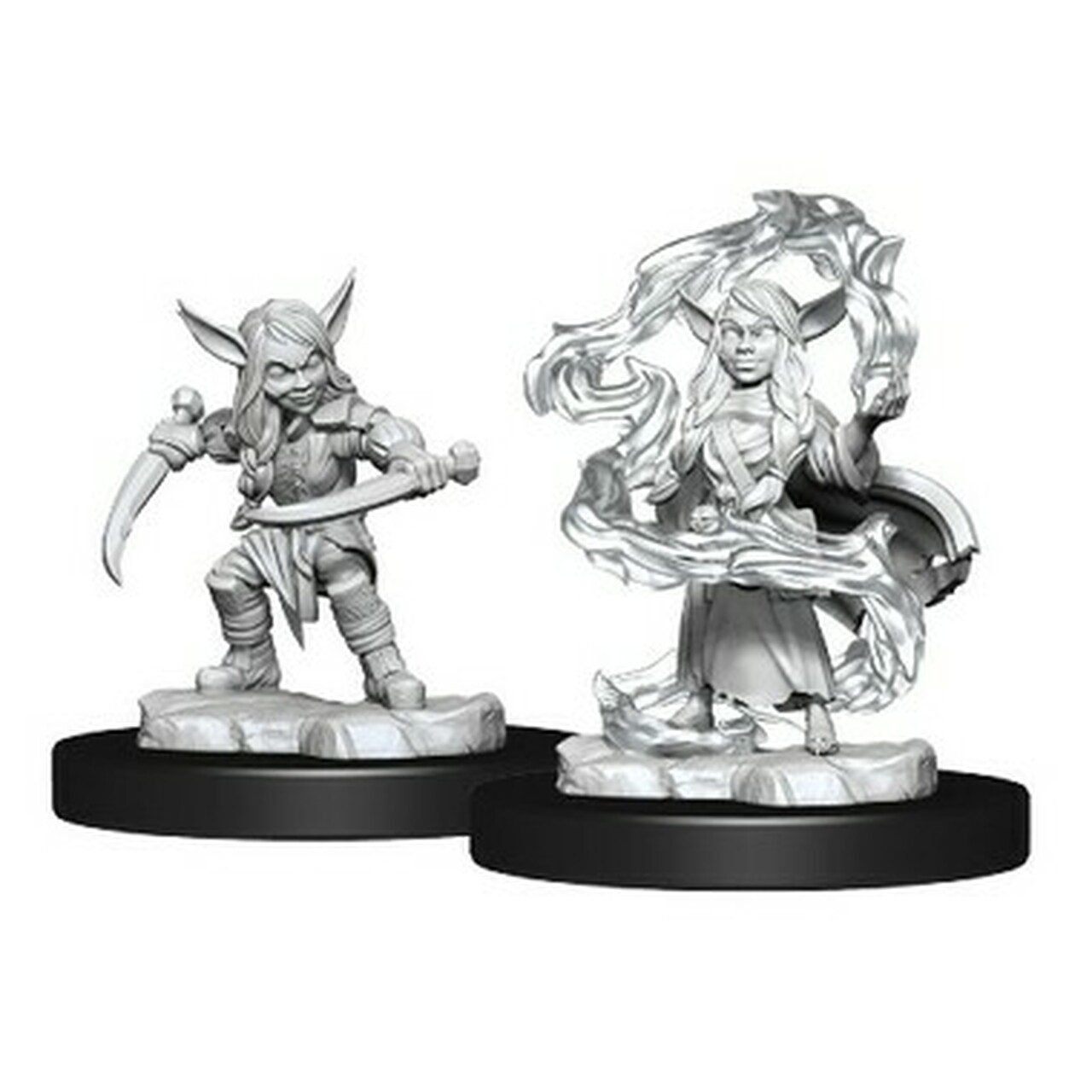Crit.Role Unpainted miniatures: Goblin Sorceror and Rogue Female