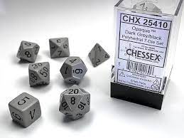 Sada kostek Chessex - RPG set  - šedočerná