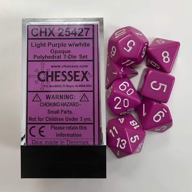 Sada kostek Chessex - RPG set  - světle fialovobílá